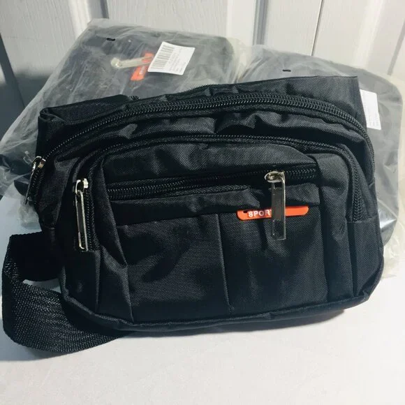 Fanny Pack,Black Belt Crossbody Bag for Men /women Waist Pack with 4 Zipper Pock - Picture 9 of 9